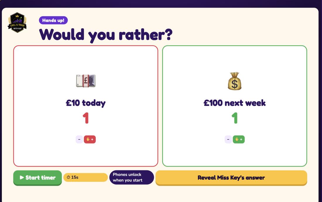 Would you rather slide: £10 today or £100 next week