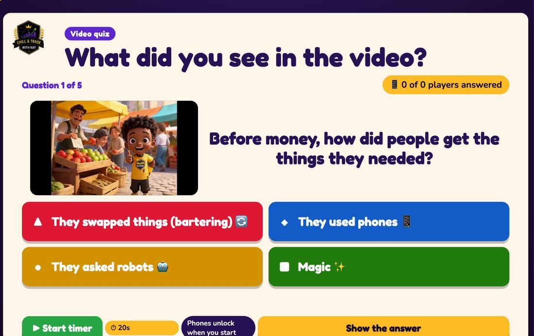 Video quiz slide: before money, how did people get the things they needed?